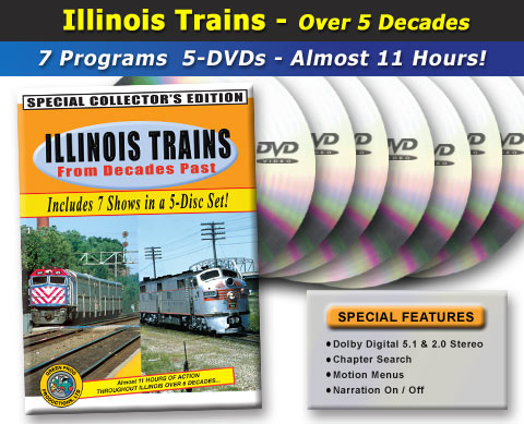 Illinois Trains From Decades Past - 7 Shows - 5 Disc Set  DVD Green Frog Productions