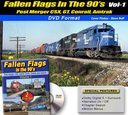 Fallen Flags in the 90s Volume 1 Post Merger CSX, Grand Trunk, Conrail and Amtrak 2-Disc DVD Green Frog Productions